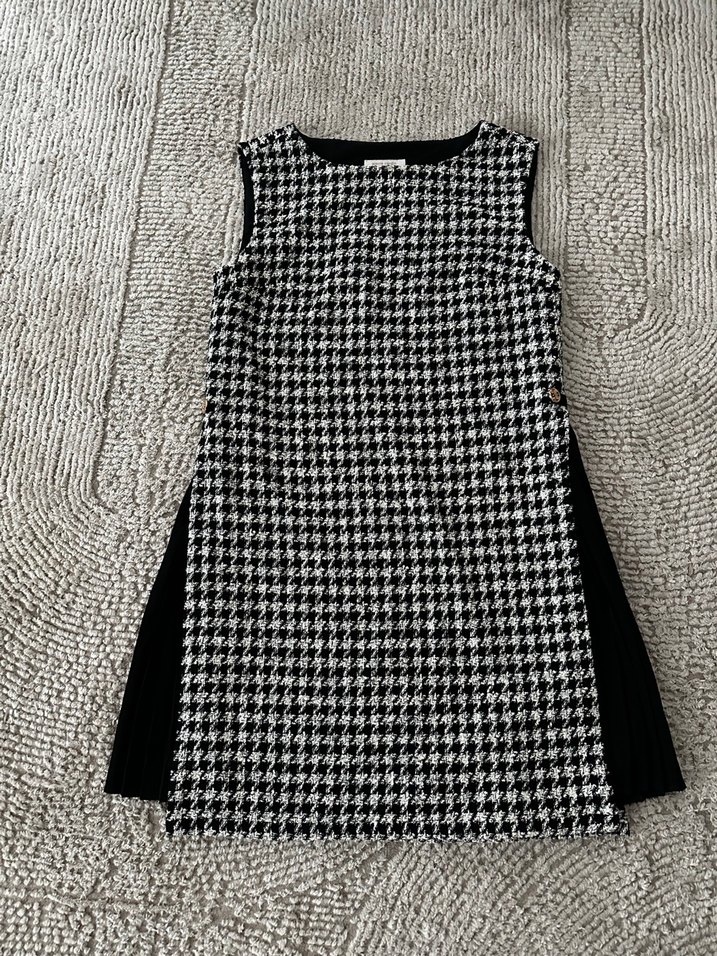 kazayağı Desenli  Kolsuz Elbise - Görsel 2