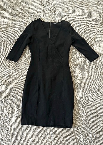 Siyah V Yakalı Ofis Elbisesi - Görsel 2