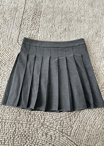 Gri Pilili Mini gri Etek - Görsel 2