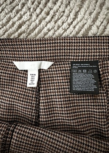 Kahverengi Pilili Mini şort Etek - Görsel 5