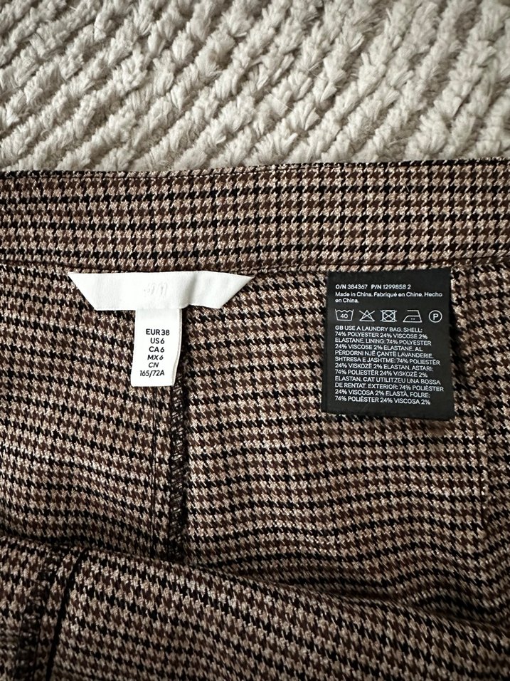 Kahverengi Pilili Mini şort Etek - Görsel 5