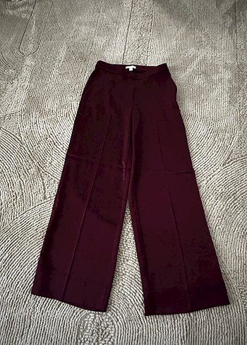Bordo saten Kumaş Kadın Pantolon - Görsel 2