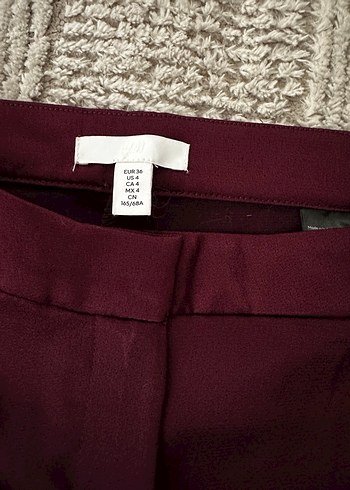 Bordo saten Kumaş Kadın Pantolon - Görsel 4