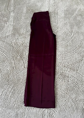 Bordo saten Kumaş Kadın Pantolon - Görsel 3