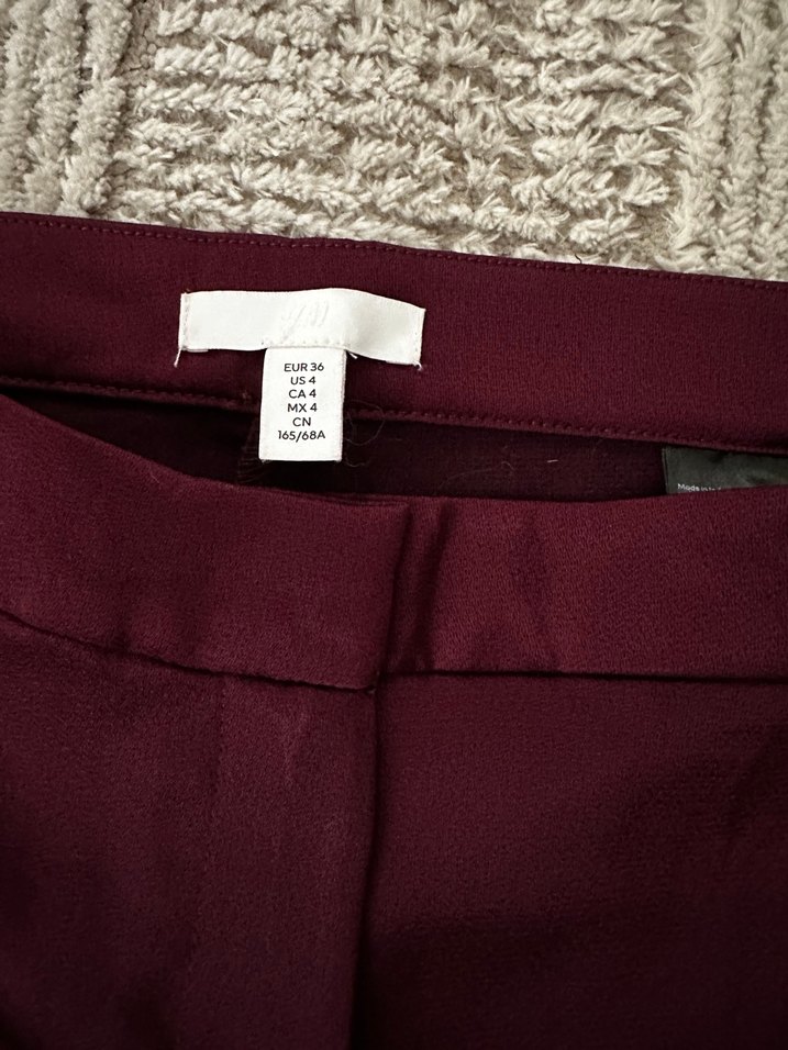 Bordo saten Kumaş Kadın Pantolon - Görsel 4