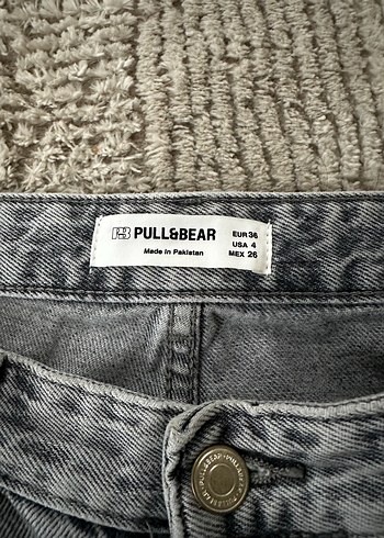 pull and bear gri denim pantolon - Görsel 5