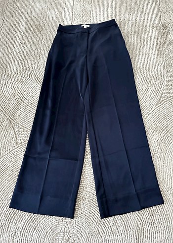 Lacivert saten Kadın Kumaş Pantolon - Görsel 2