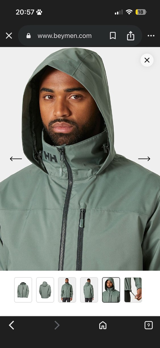 beymen helly hansen Gri Kapüşonlu Fermuarlı Erkek Mont - Görsel 5