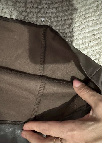 Kolsuz Kahverengi Deri Mini Elbise - Görsel 4