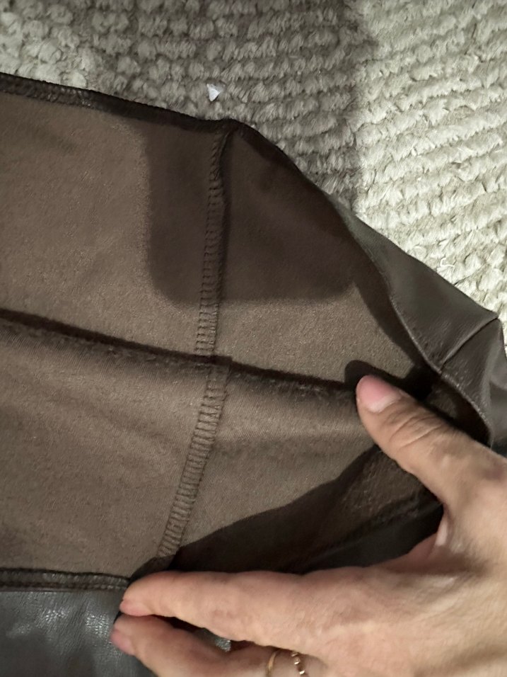 Kolsuz Kahverengi Deri Mini Elbise - Görsel 4