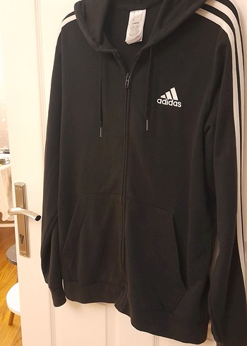 Erkek Siyah Adidas Fermuarlı Sweatshirt - Görsel 5