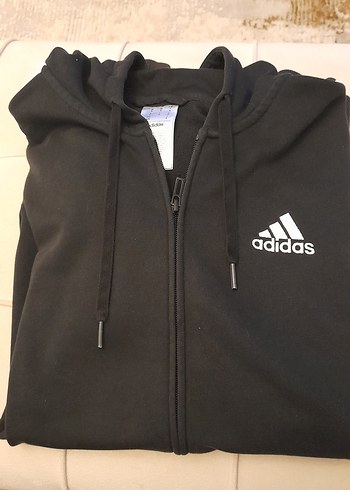 Erkek Siyah Adidas Fermuarlı Sweatshirt - Görsel 3