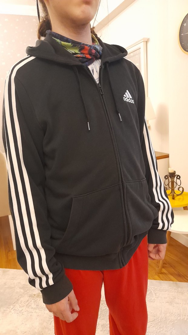 Erkek Siyah Adidas Fermuarlı Sweatshirt - Görsel 2