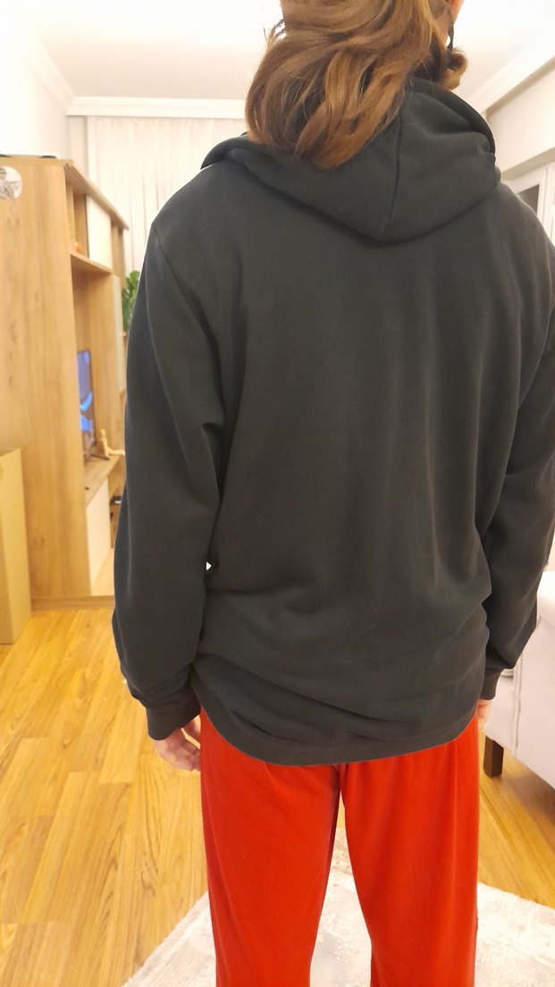 Erkek Siyah Adidas Fermuarlı Sweatshirt - Görsel 4