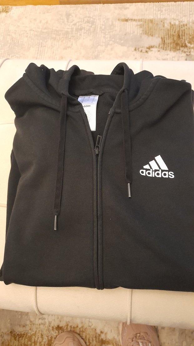 Erkek Siyah Adidas Fermuarlı Sweatshirt - Görsel 3