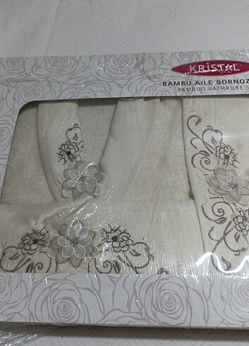 KRİSTAL BAMBU BORNOZ TAKIMI M-L BEDEN - Görsel 7