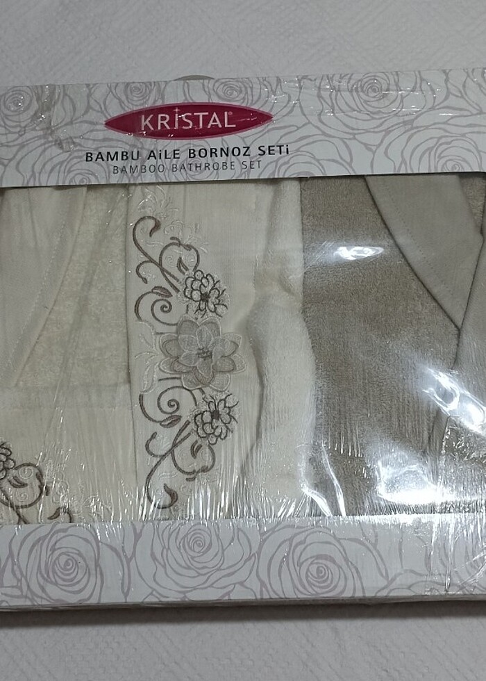 KRİSTAL BAMBU BORNOZ TAKIMI M-L BEDEN - Görsel 4