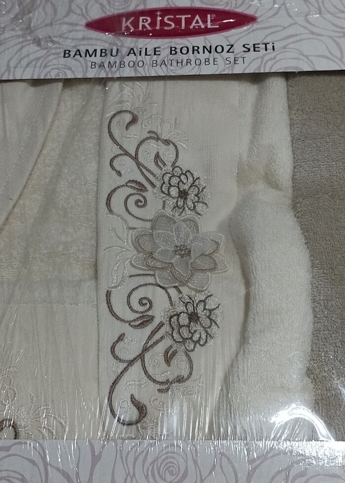 KRİSTAL BAMBU BORNOZ TAKIMI M-L BEDEN - Görsel 5