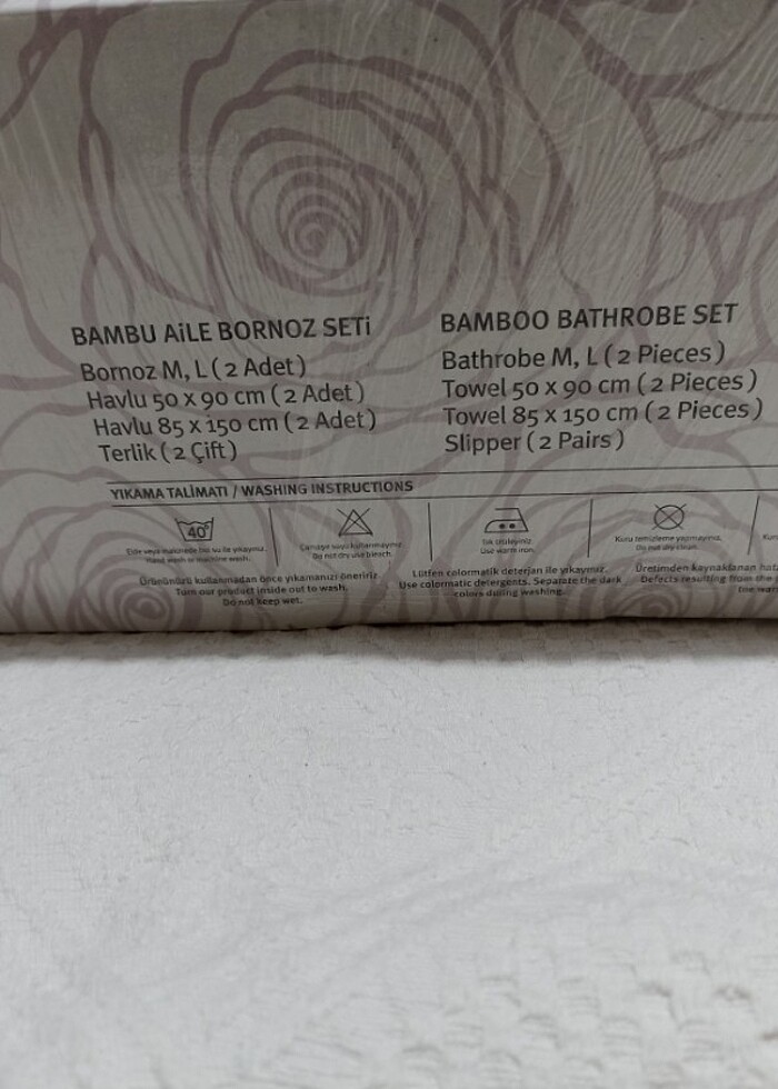 KRİSTAL BAMBU BORNOZ TAKIMI M-L BEDEN - Görsel 3