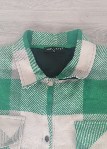 Kadın Yeşil Kareli Düğmeli Uzun Kollu Gömlek - Görsel 2