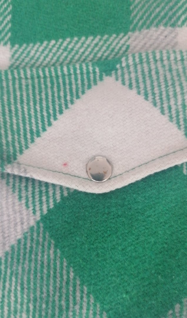 Kadın Yeşil Kareli Düğmeli Uzun Kollu Gömlek - Görsel 4