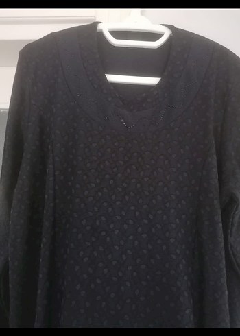 Uzun Siyah Kadın Elbise V Yaka - Görsel 2