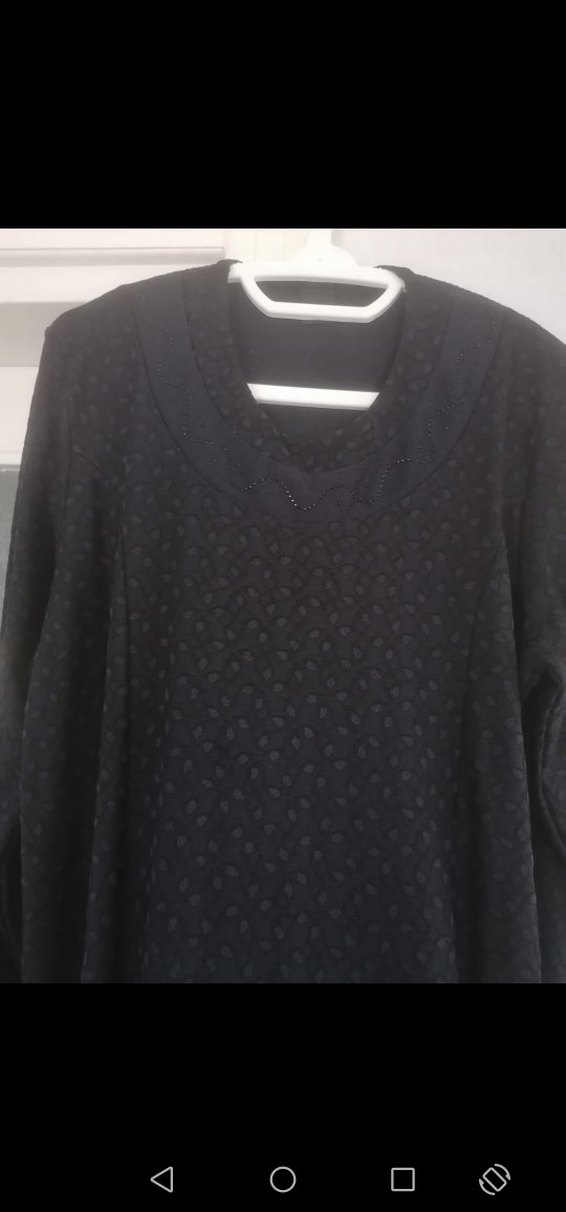 Uzun Siyah Kadın Elbise V Yaka - Görsel 2