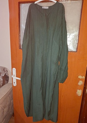 Uzun Kollu Koyu Yeşil Keten takım - Görsel 4