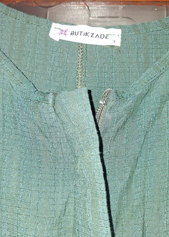 Uzun Kollu Koyu Yeşil Keten takım - Görsel 2