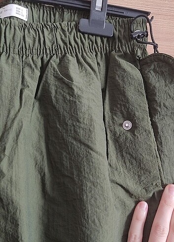 l Beden Paraşüt kumaş bol pantolon