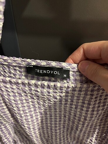 s Beden TRENDYOLMİLLA LİLA BELDEN AÇILAN BALON KOLLU KISA ELBİSE