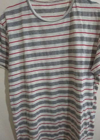 Gri Çizgili Erkek Tişört - Görsel 2