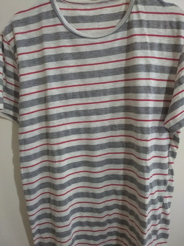 Gri Çizgili Erkek Tişört - Görsel 2