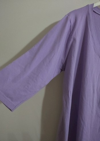 Lila V Yaka Kadın penye - Görsel 2