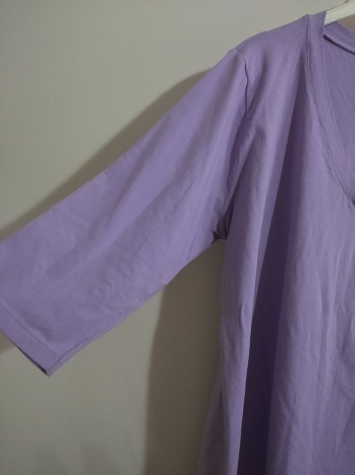 Lila V Yaka Kadın penye - Görsel 2