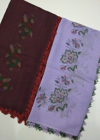 İki Adet Dantel Detaylı Çok Renkli Kadın yazma - Görsel 3