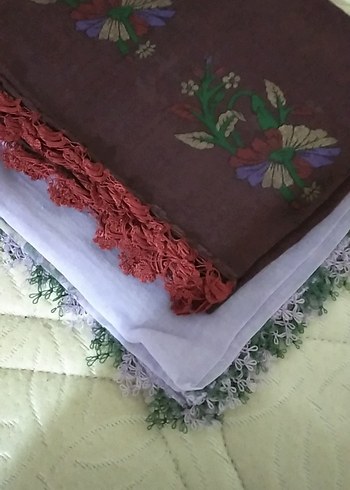 İki Adet Dantel Detaylı Çok Renkli Kadın yazma - Görsel 2