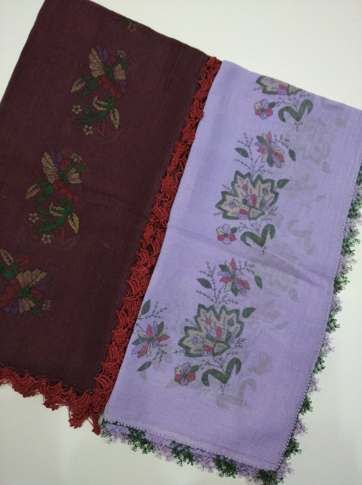 İki Adet Dantel Detaylı Çok Renkli Kadın yazma - Görsel 3