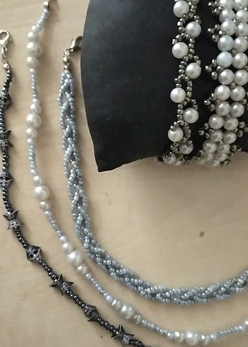 Gri Gotik Boncuklu Kadın Bileklik ve kolyeler - Görsel 2