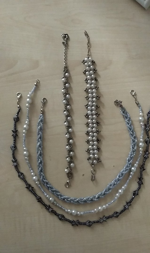 Gri Gotik Boncuklu Kadın Bileklik ve kolyeler - Görsel 3