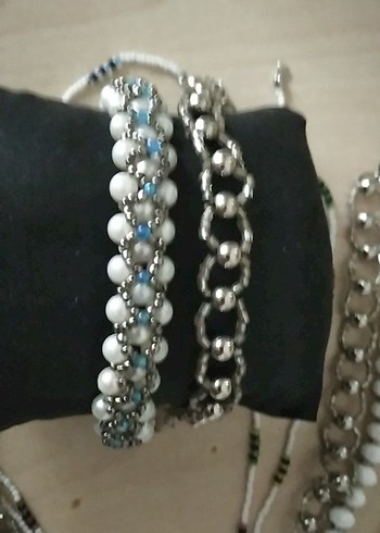 Beyaz Boncuklu Bohem Kadın Kolyesi ve bilekliklr - Görsel 3