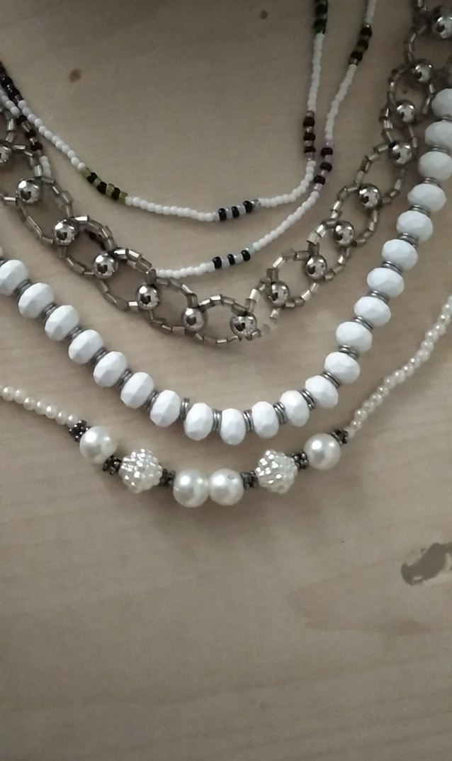 Beyaz Boncuklu Bohem Kadın Kolyesi ve bilekliklr - Görsel 5