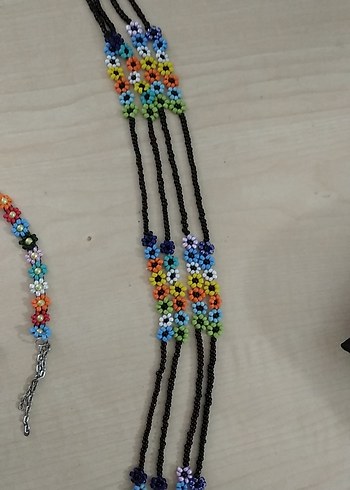 Renkli Boncuklu Uzun Bohem Kolye - Görsel 3