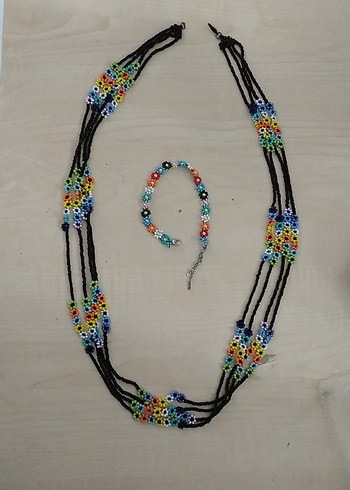 Renkli Boncuklu Uzun Bohem Kolye - Görsel 2