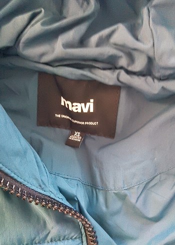 Kadın Mavi Midi Kışlık Mont Kapüşonlu, - Görsel 4