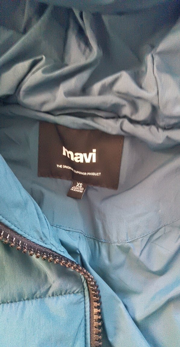 Kadın Mavi Midi Kışlık Mont Kapüşonlu, - Görsel 4