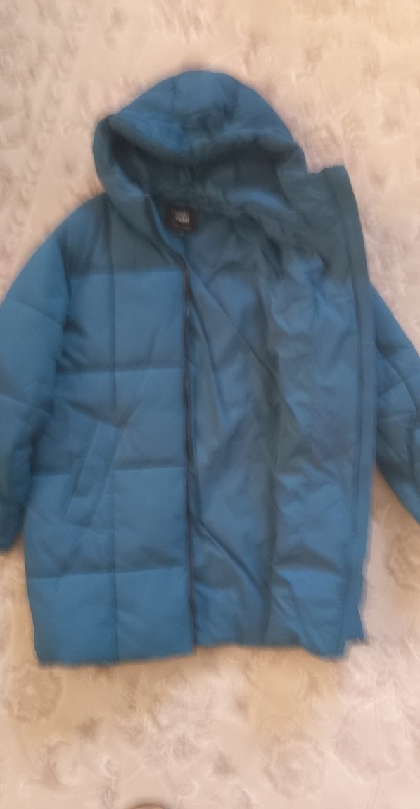 Kadın Mavi Midi Kışlık Mont Kapüşonlu, - Görsel 3