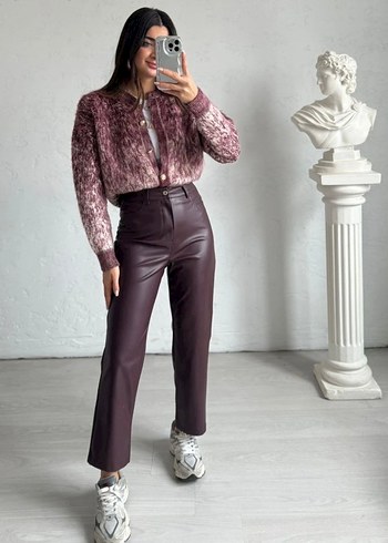 Suni deri bordo pantolon