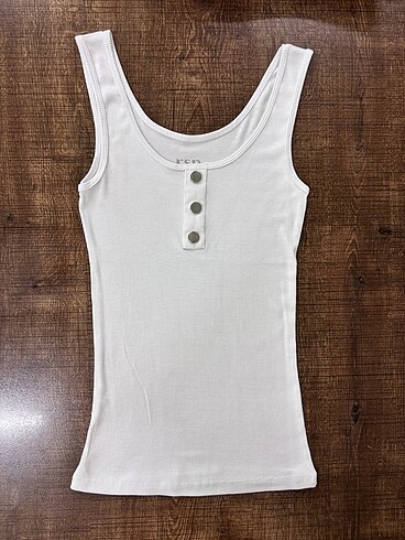 Düğme Detaylı Beyaz Atlet Tshirt