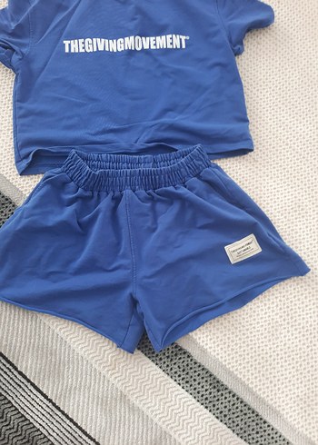 l Beden mavi Renk Mavi Loose Fit Mini Şort Takım